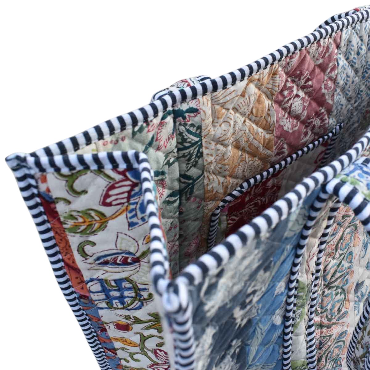 Hand Block Printed Cotton Quilted Tote Bag 260167