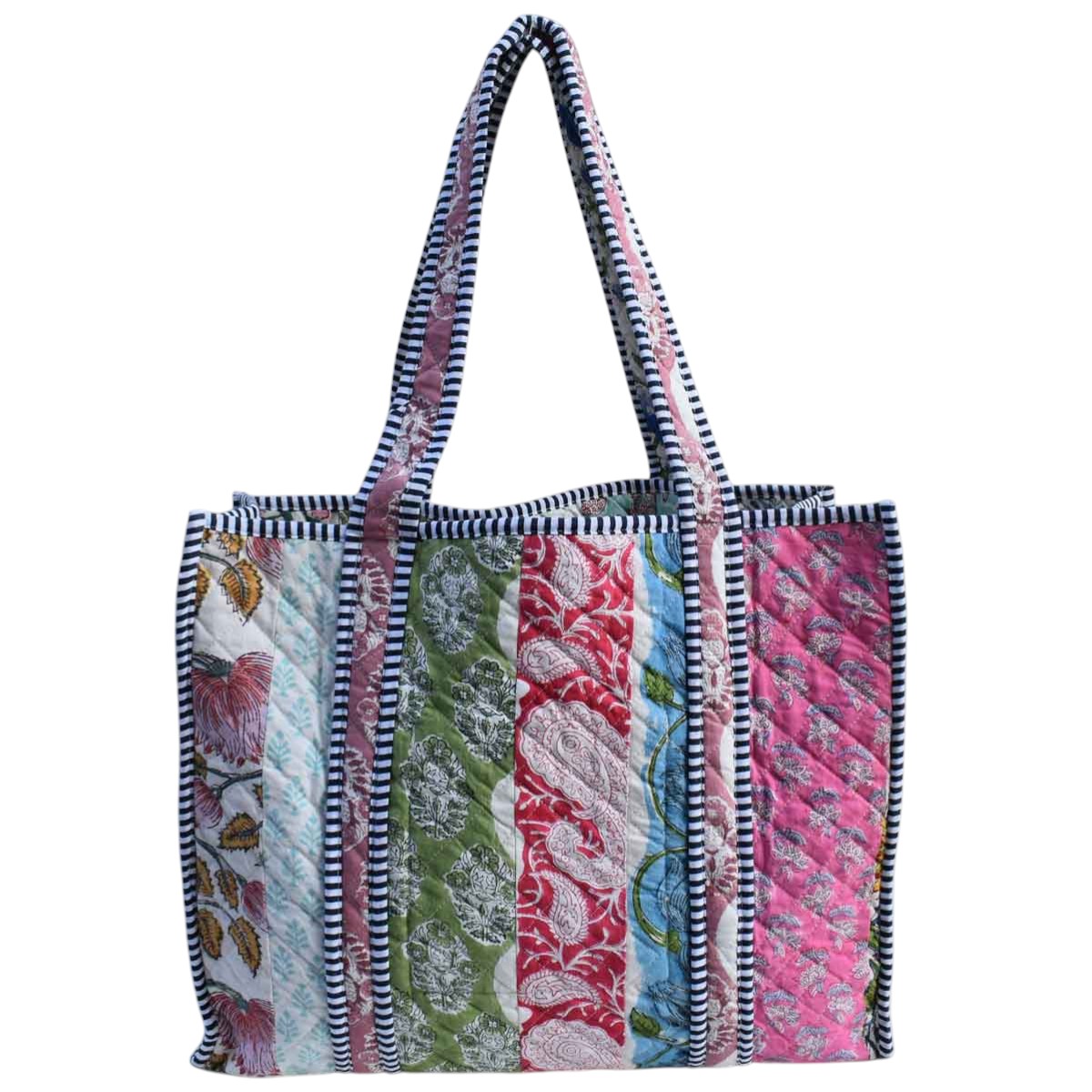 Hand Block Printed Cotton Quilted Tote Bag  260168