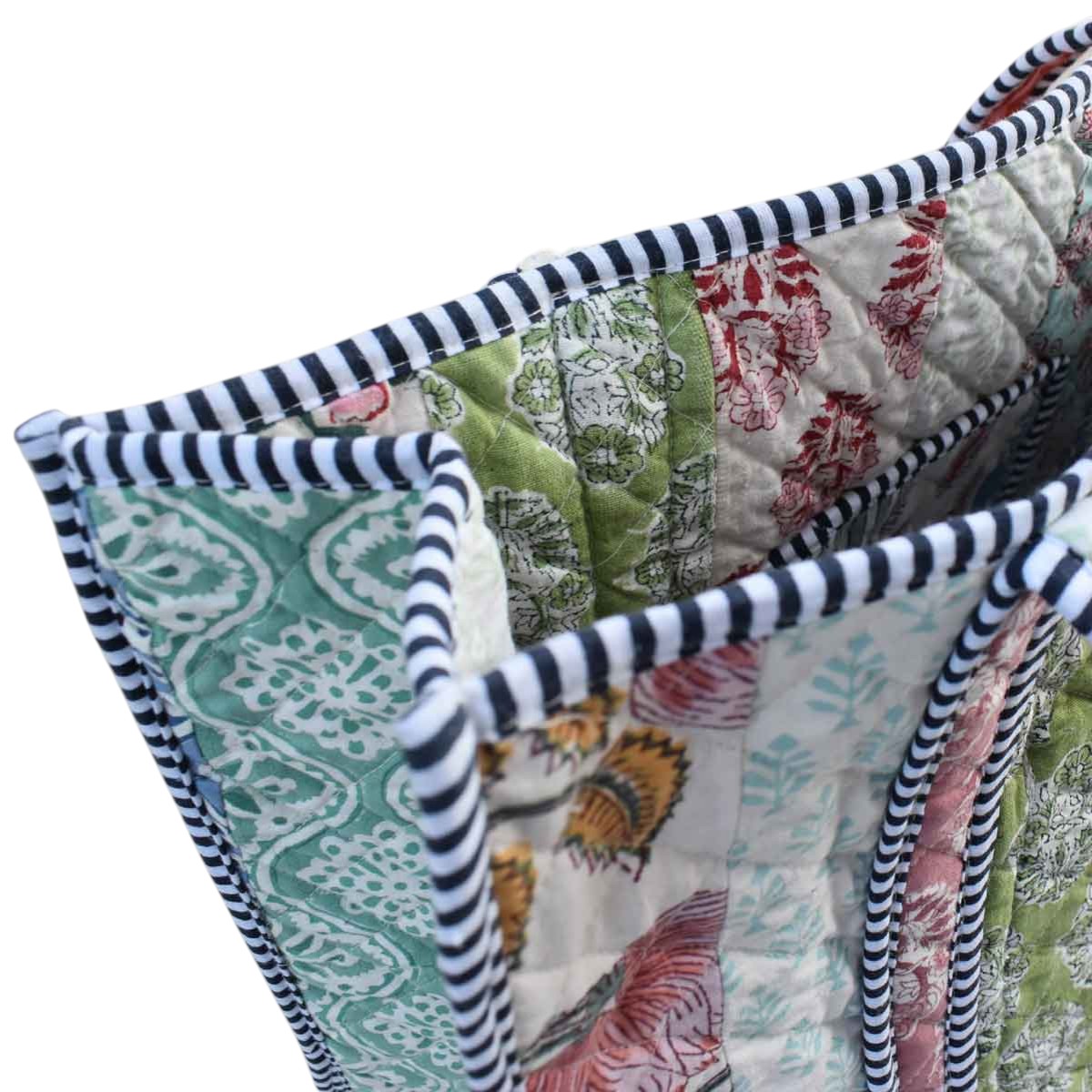 Hand Block Printed Cotton Quilted Tote Bag 260168