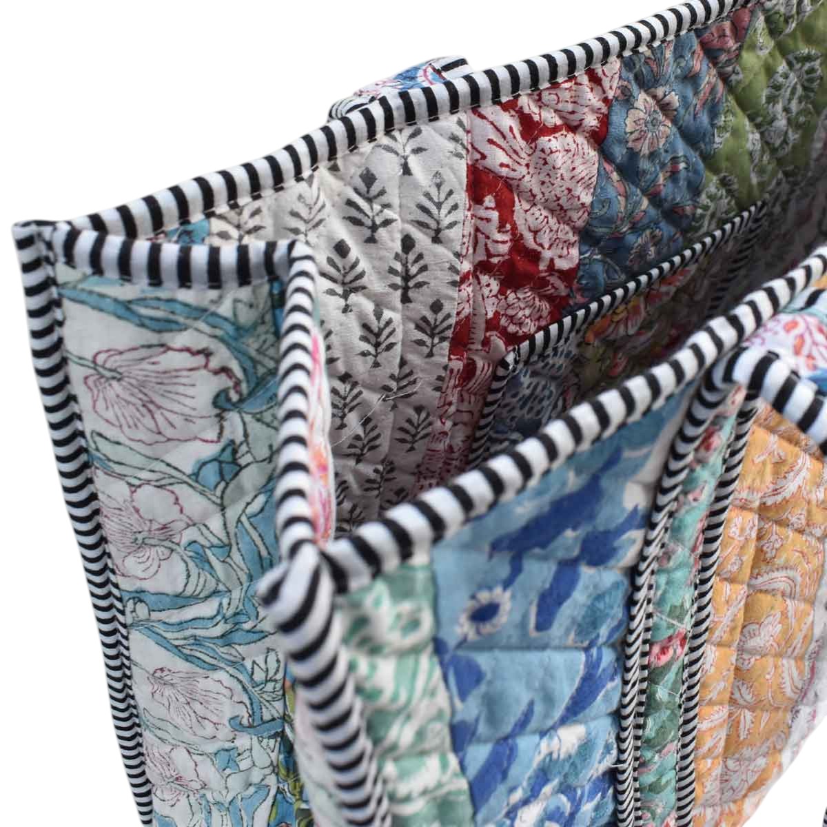 Hand Block Printed Cotton Quilted Tote Bag 260169
