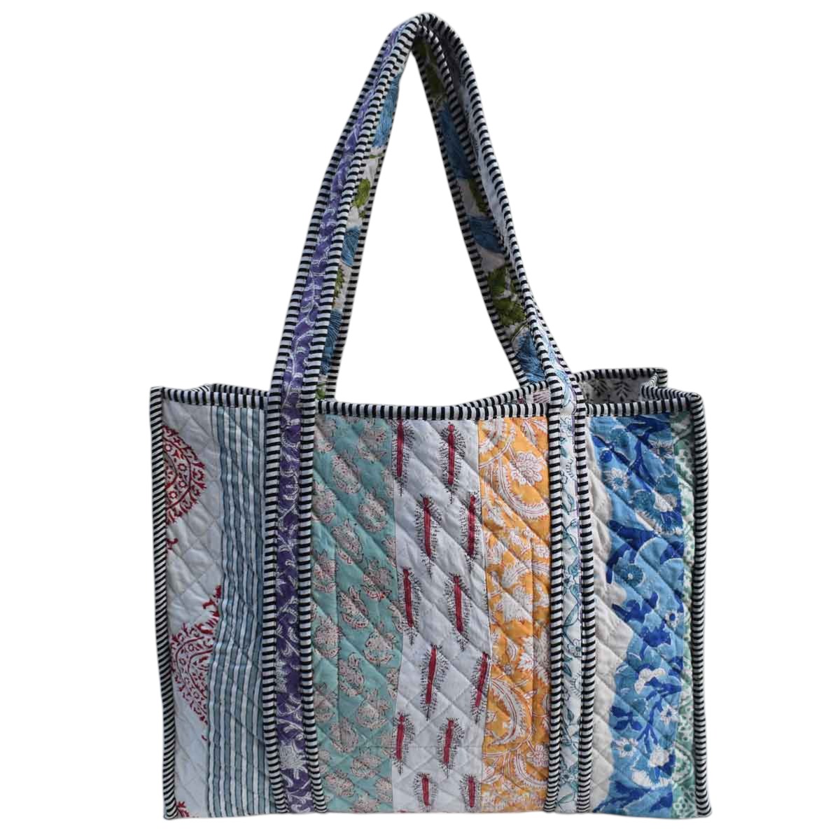 Hand Block Printed Cotton Quilted Tote Bag 260170
