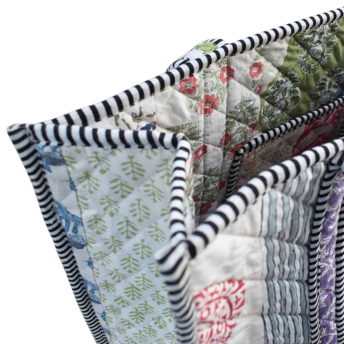 Hand Block Printed Cotton Quilted Tote Bag  260170