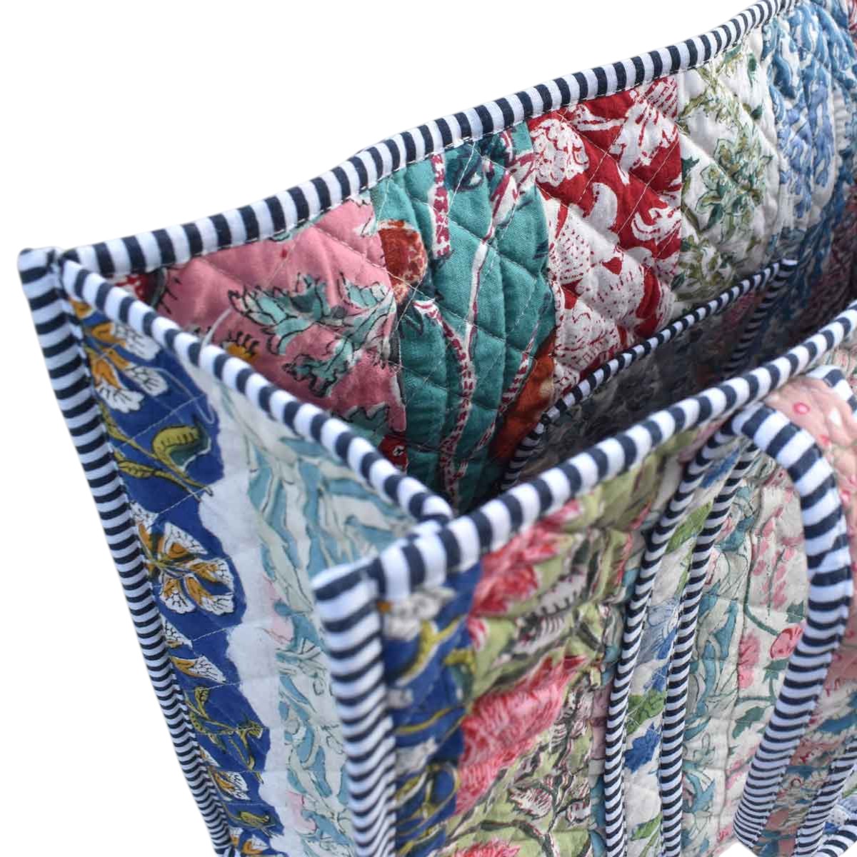 Hand Block Printed Cotton Quilted Tote Bag  260171