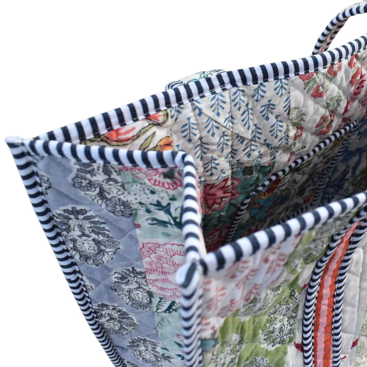 Hand Block Printed Cotton Quilted Tote Bag 260172
