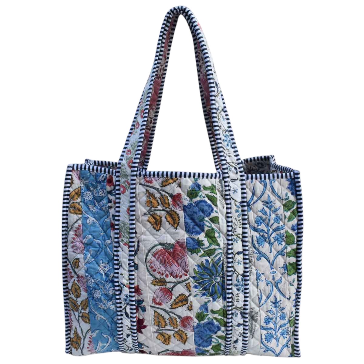 Hand Block Printed Cotton Quilted Tote Bag 260173