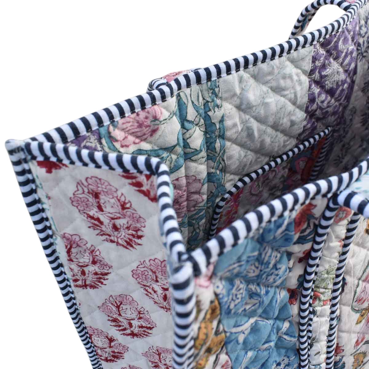 Hand Block Printed Cotton Quilted Tote Bag  260173