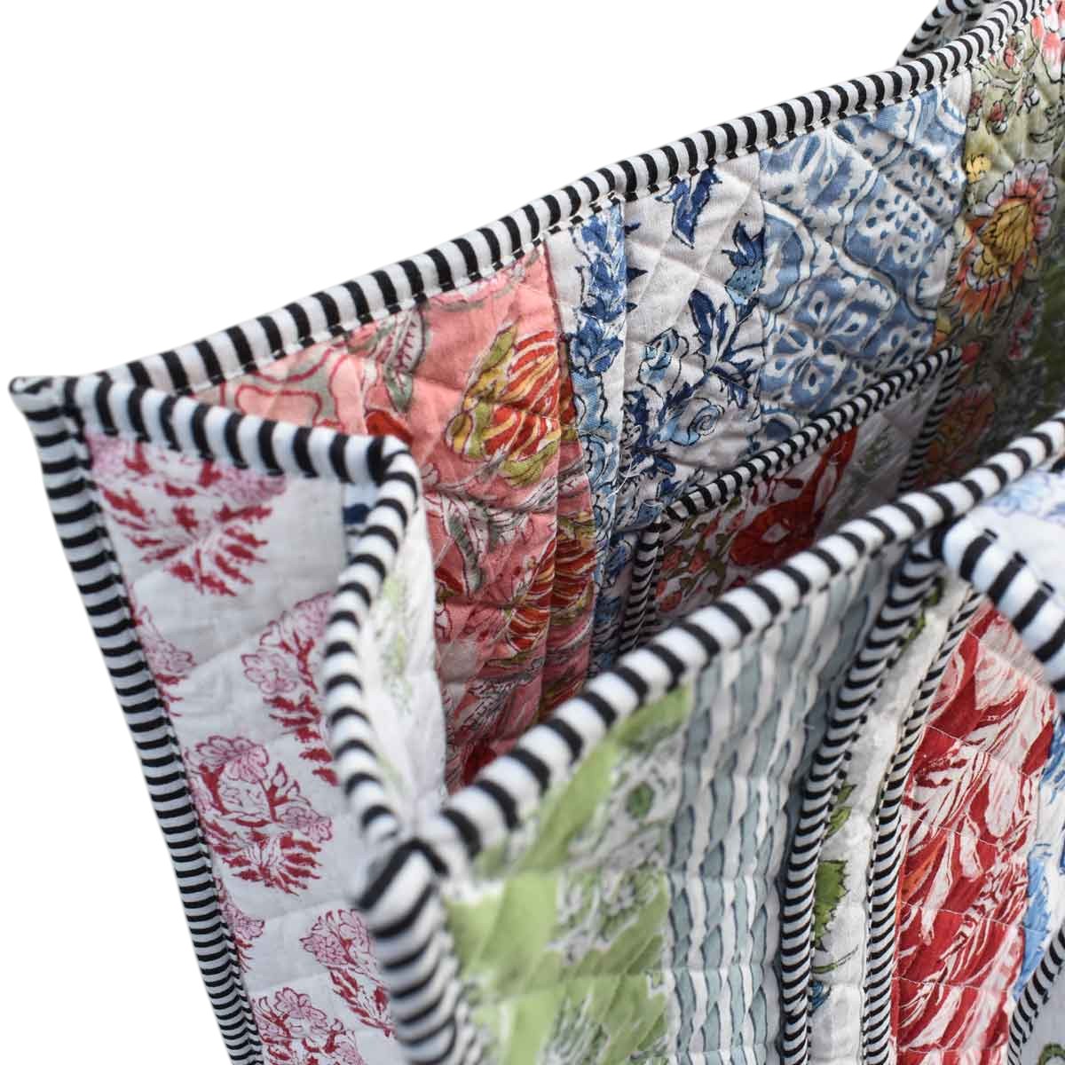 Hand Block Printed Cotton Quilted Tote Bag 260174