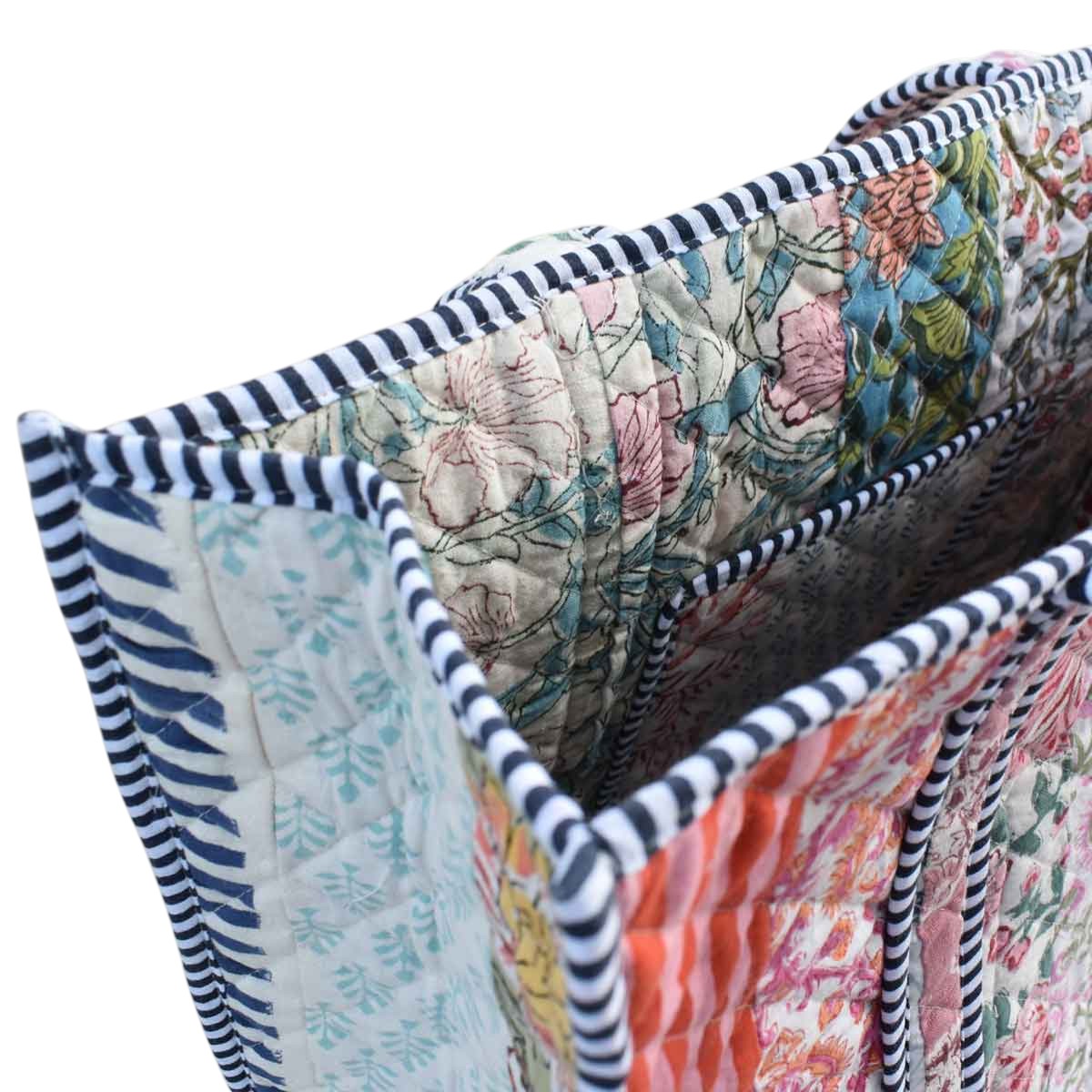Hand Block Printed Cotton Quilted Tote Bag  260175