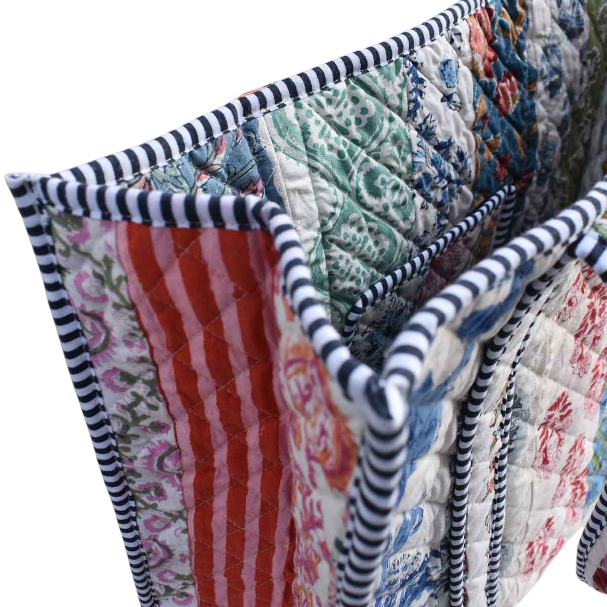 Hand Block Printed Cotton Quilted Tote Bag 260176