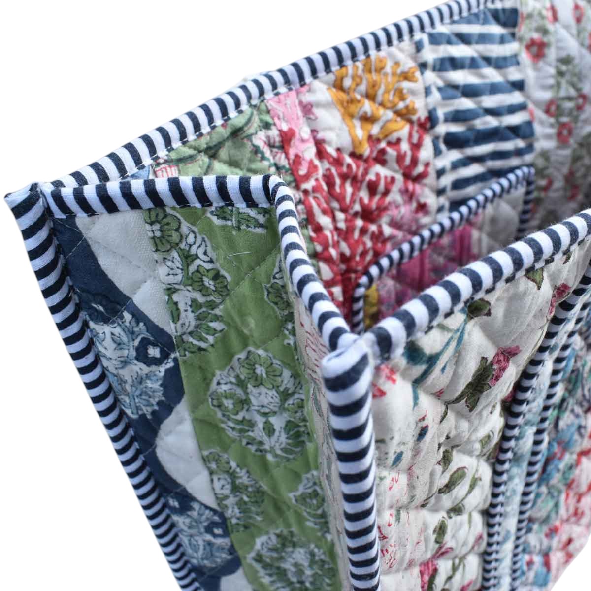 Hand Block Printed Cotton Quilted Tote Bag 260179