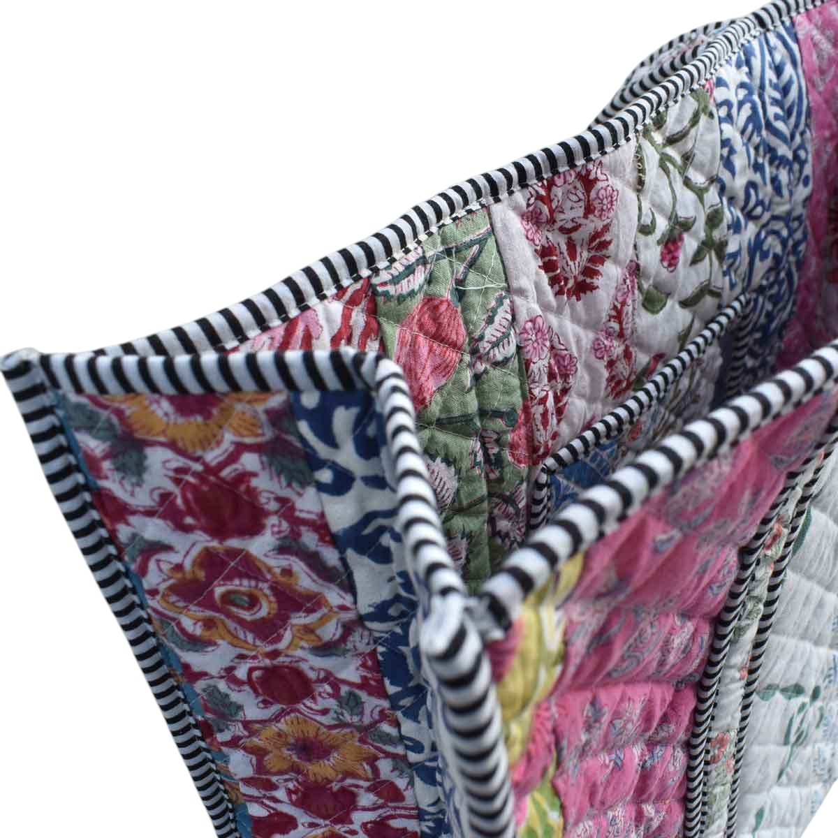 Hand Block Printed Cotton Quilted Tote Bag 260180