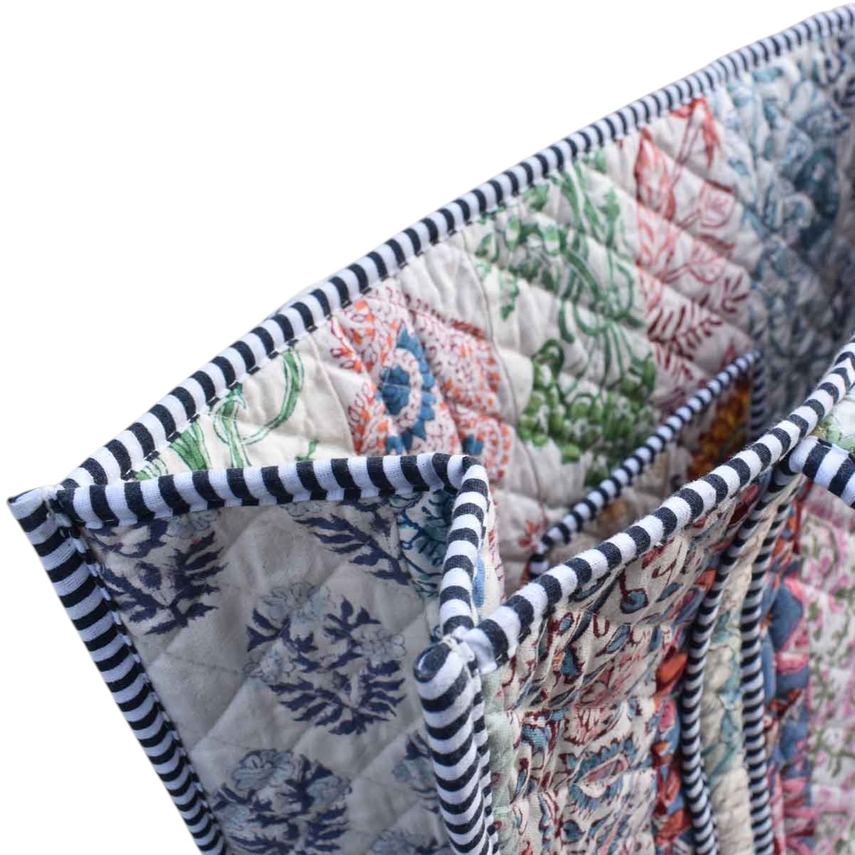 Hand Block Printed Cotton Quilted Tote Bag  260181