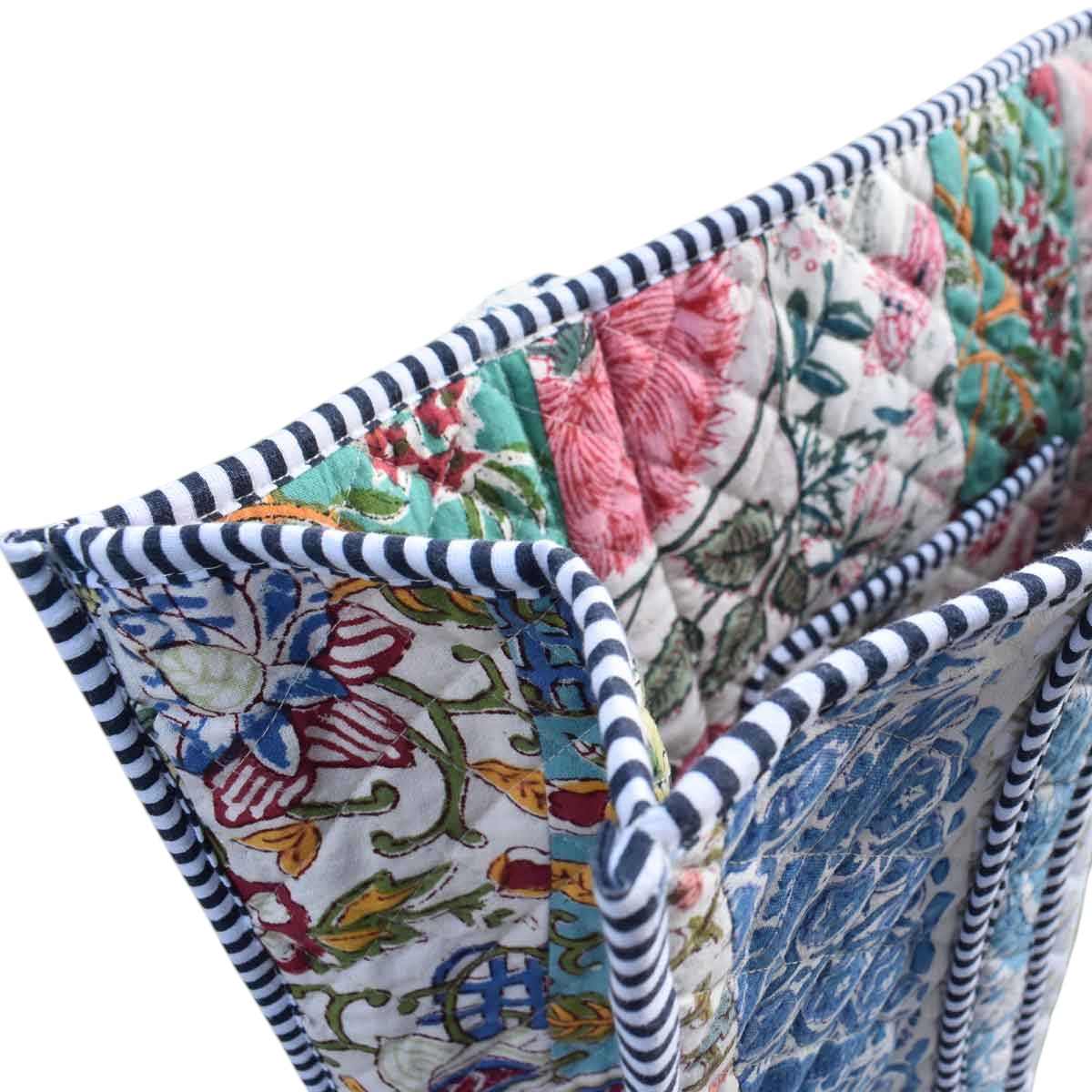 Hand Block Printed Cotton Quilted Tote Bag 260182