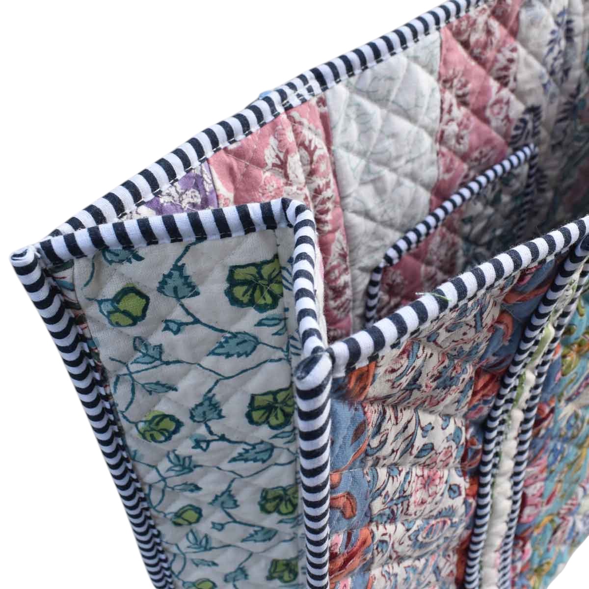 Hand Block Printed Cotton Quilted Tote Bag 260183