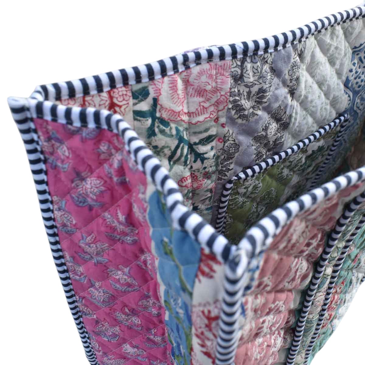 Hand Block Printed Cotton Quilted Tote Bag  260185