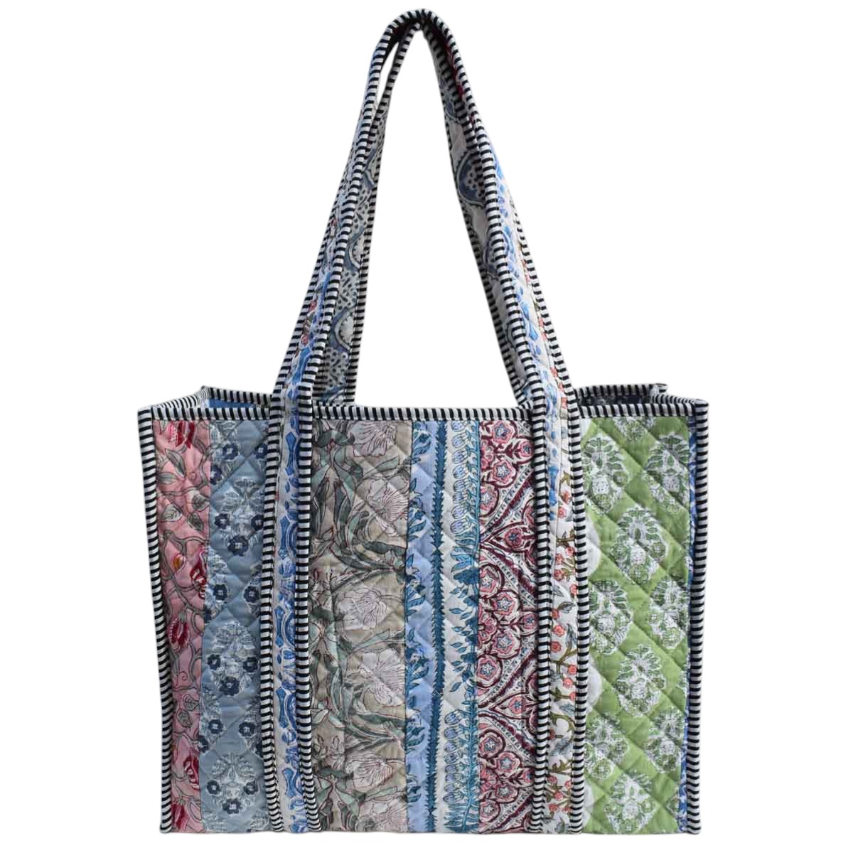 Hand Block Printed Cotton Quilted Tote Bag 260186