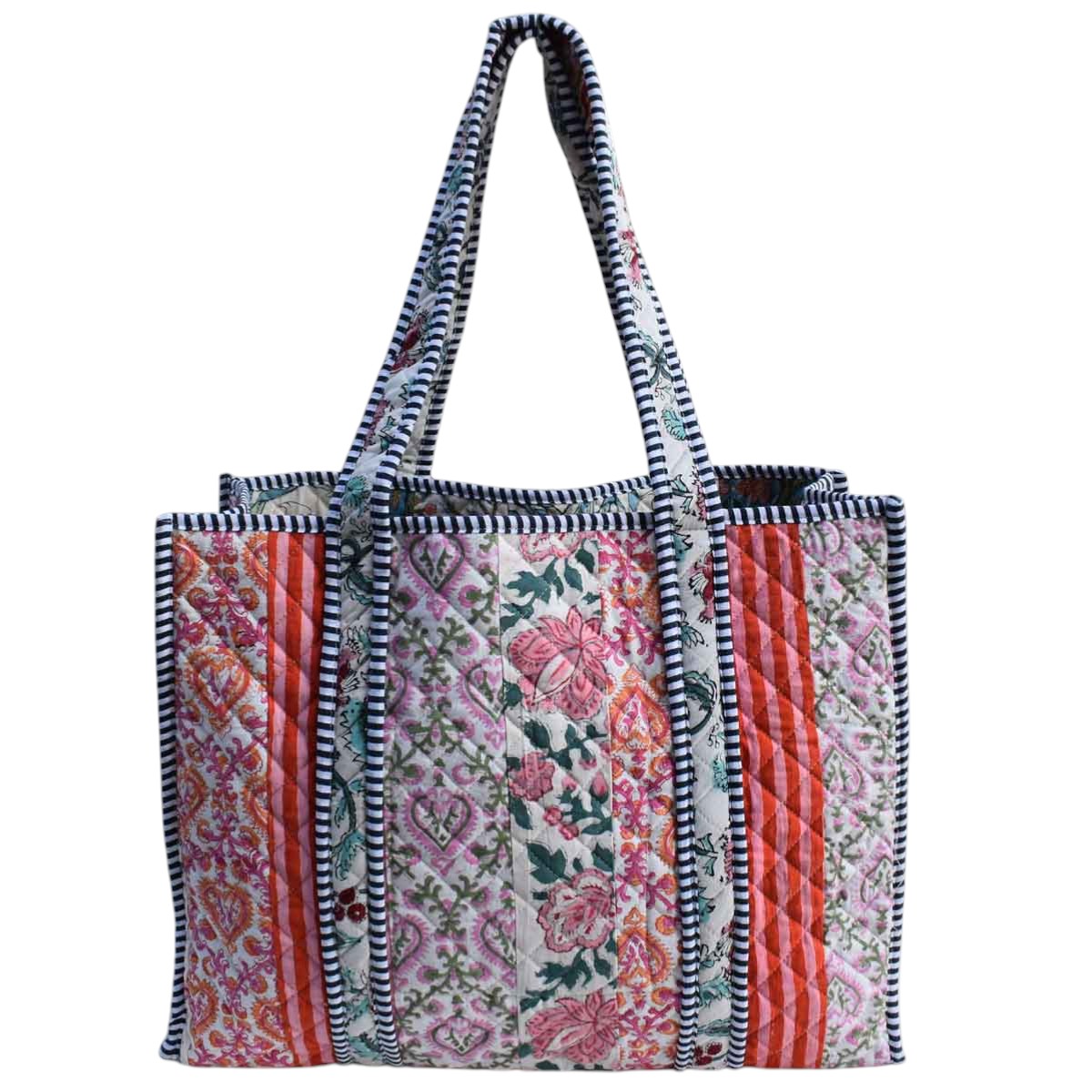Hand Block Printed Cotton Quilted Tote Bag  260187
