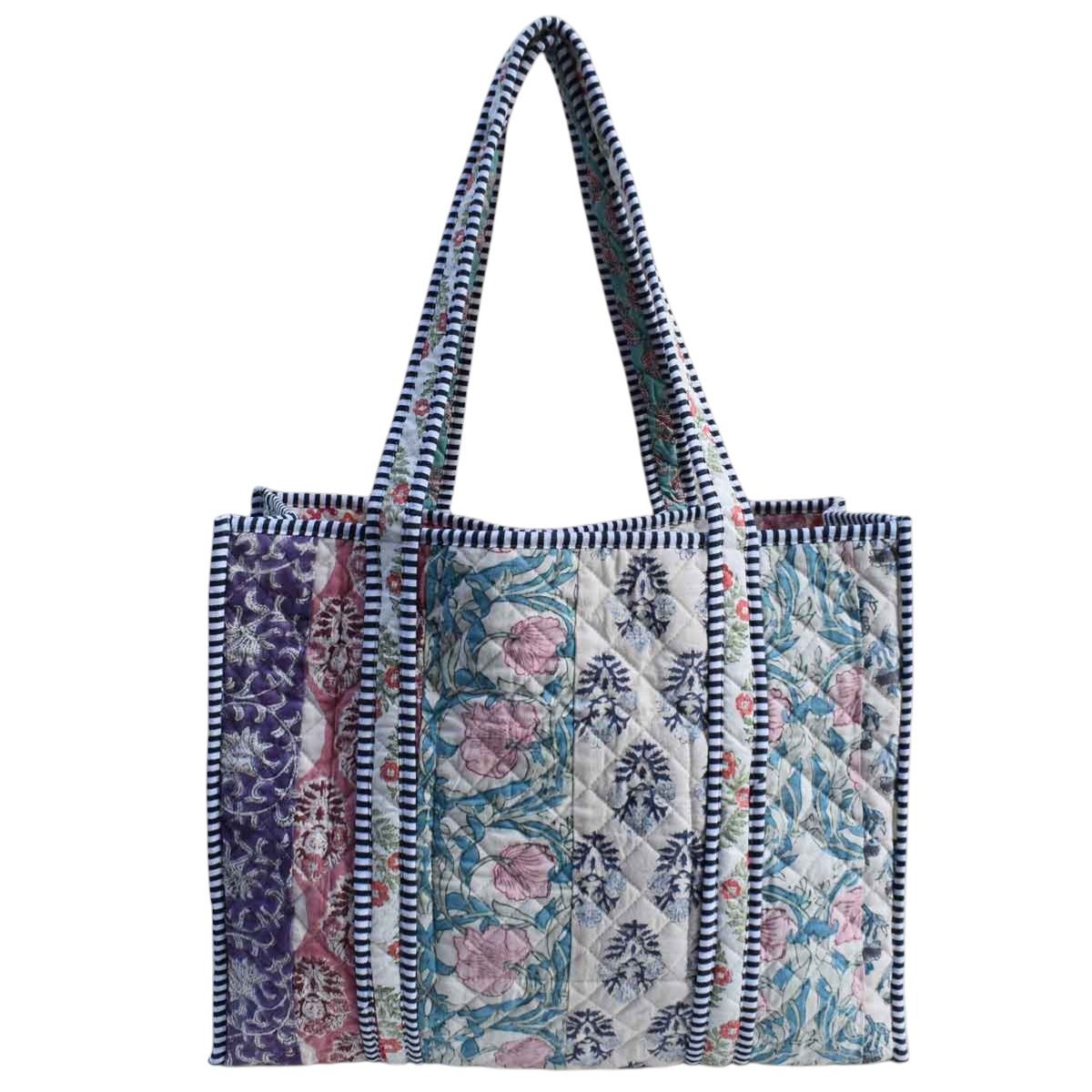 Hand Block Printed Cotton Quilted Tote Bag  260188