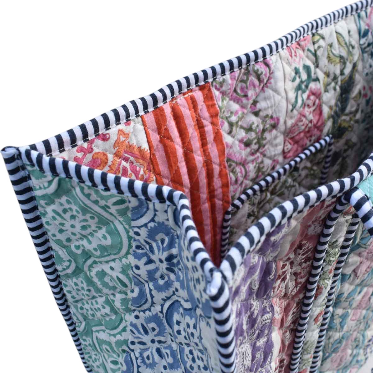 Hand Block Printed Cotton Quilted Tote Bag  260188