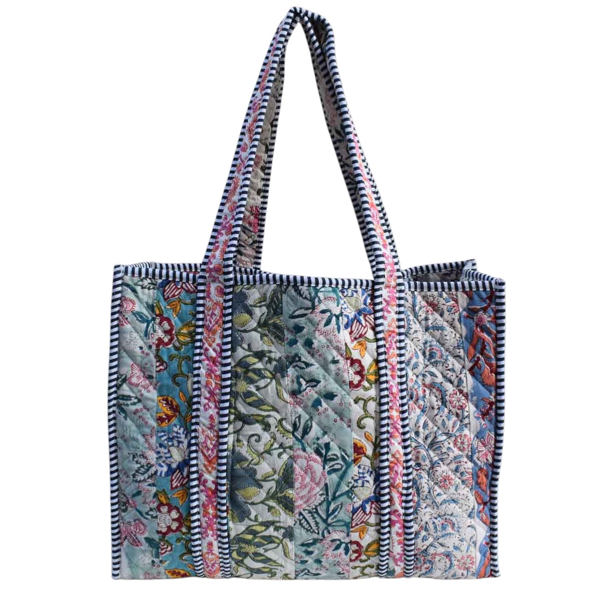 Hand Block Printed Cotton Quilted Tote Bag 260189