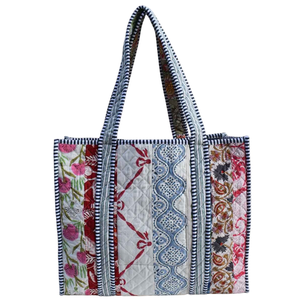 Hand Block Printed Cotton Quilted Tote Bag 260191