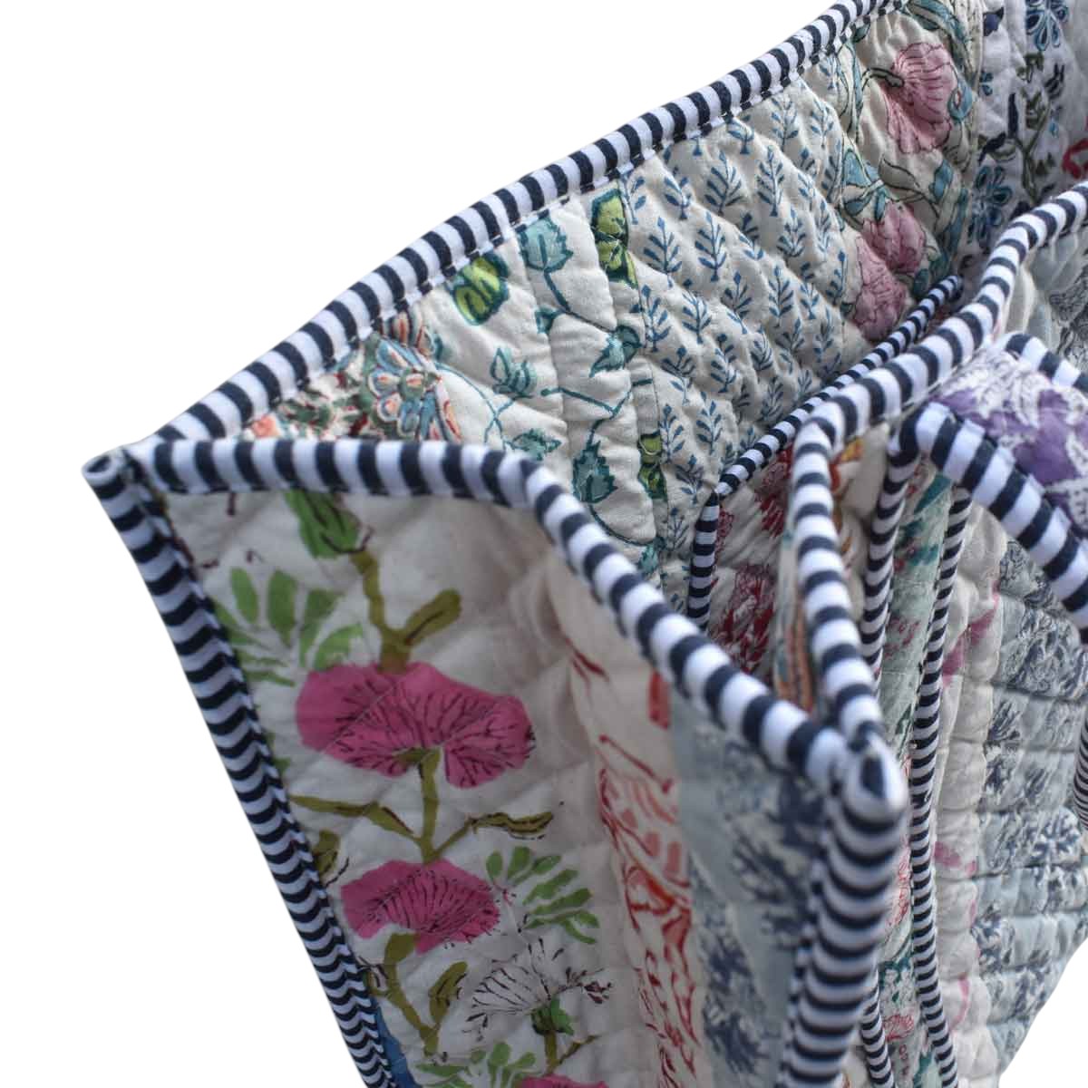 Hand Block Printed Cotton Quilted Tote Bag 260193