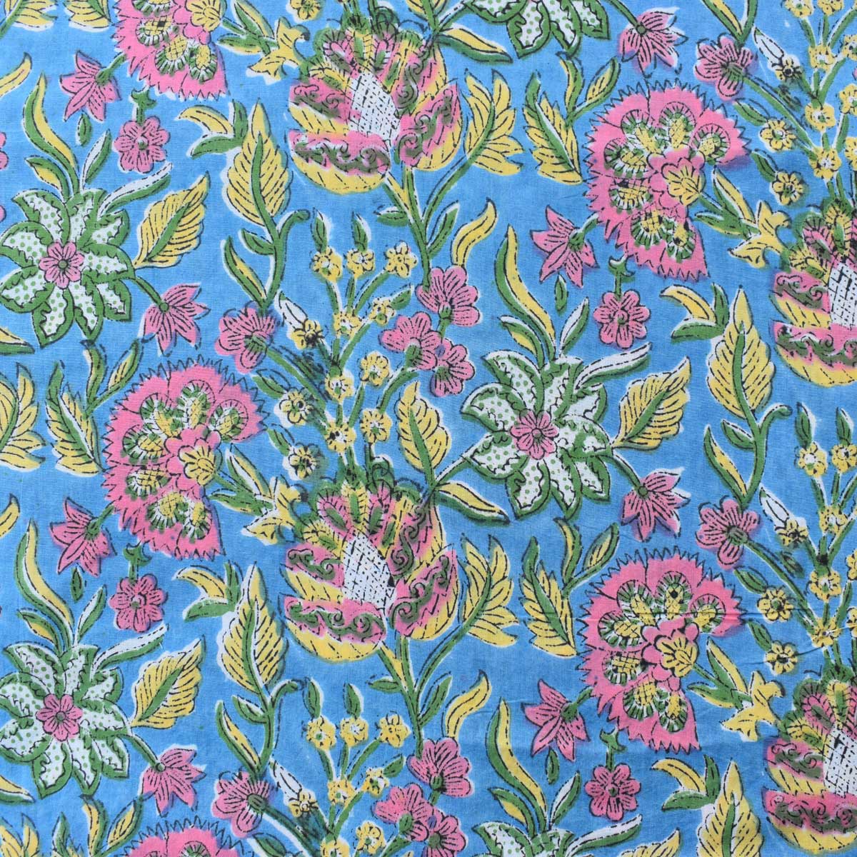 Hand Block Printed on 100 Cotton 5 Yard Fabric SANGANER 260211