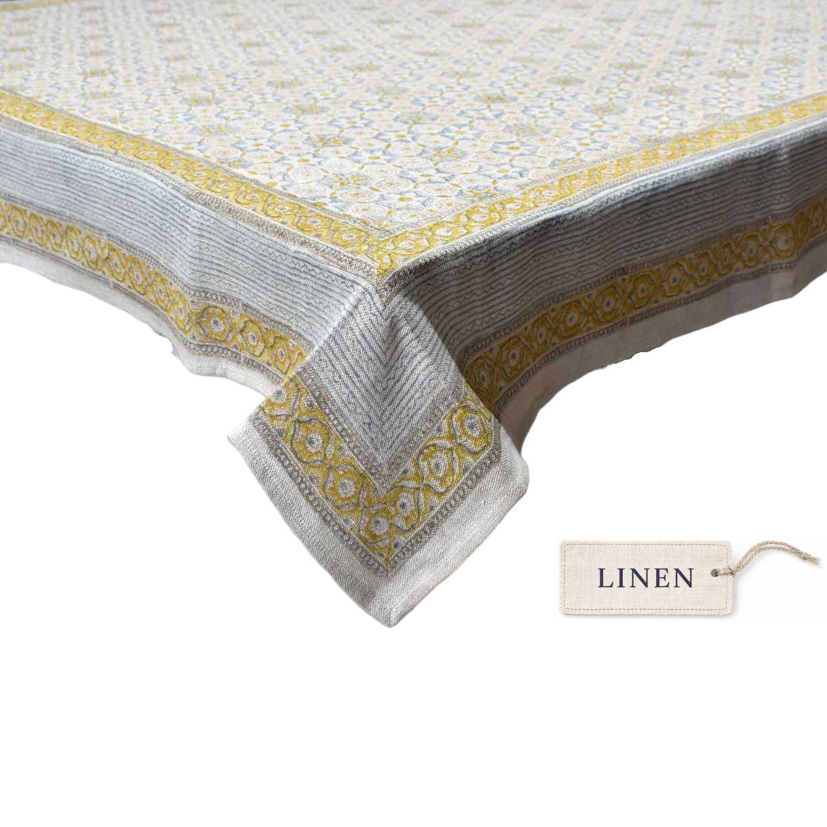 Wood Block Printed Handmade Tablecloth 150x220 cms Lin 260225