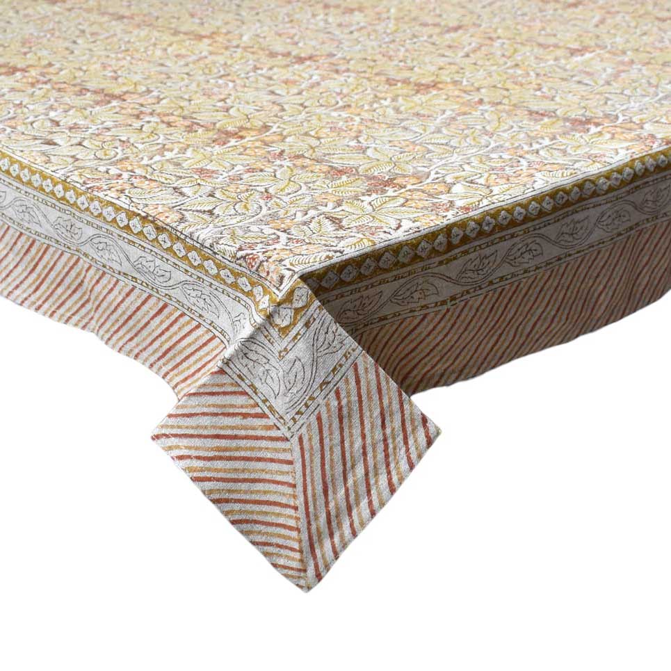 Wood Block Printed Handmade Tablecloth 150x220 cms Lin 260226