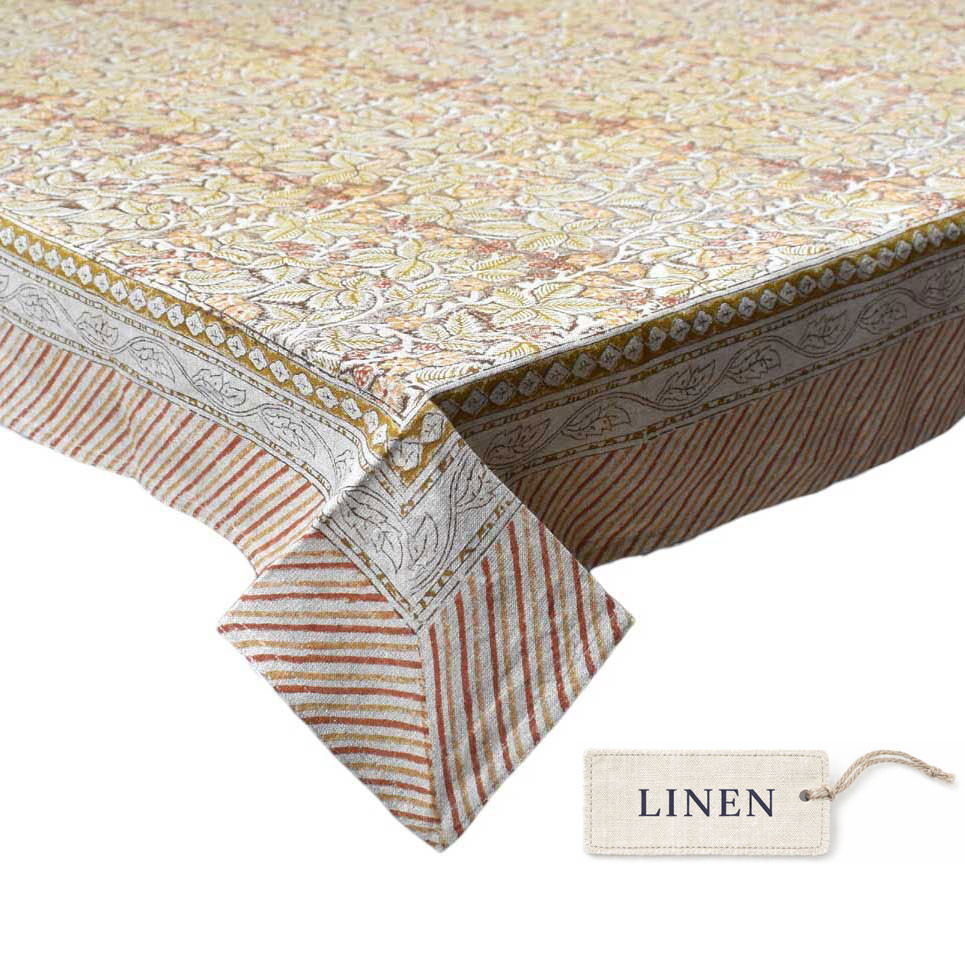 Wood Block Printed Handmade Tablecloth 150x220 cms Lin 260226