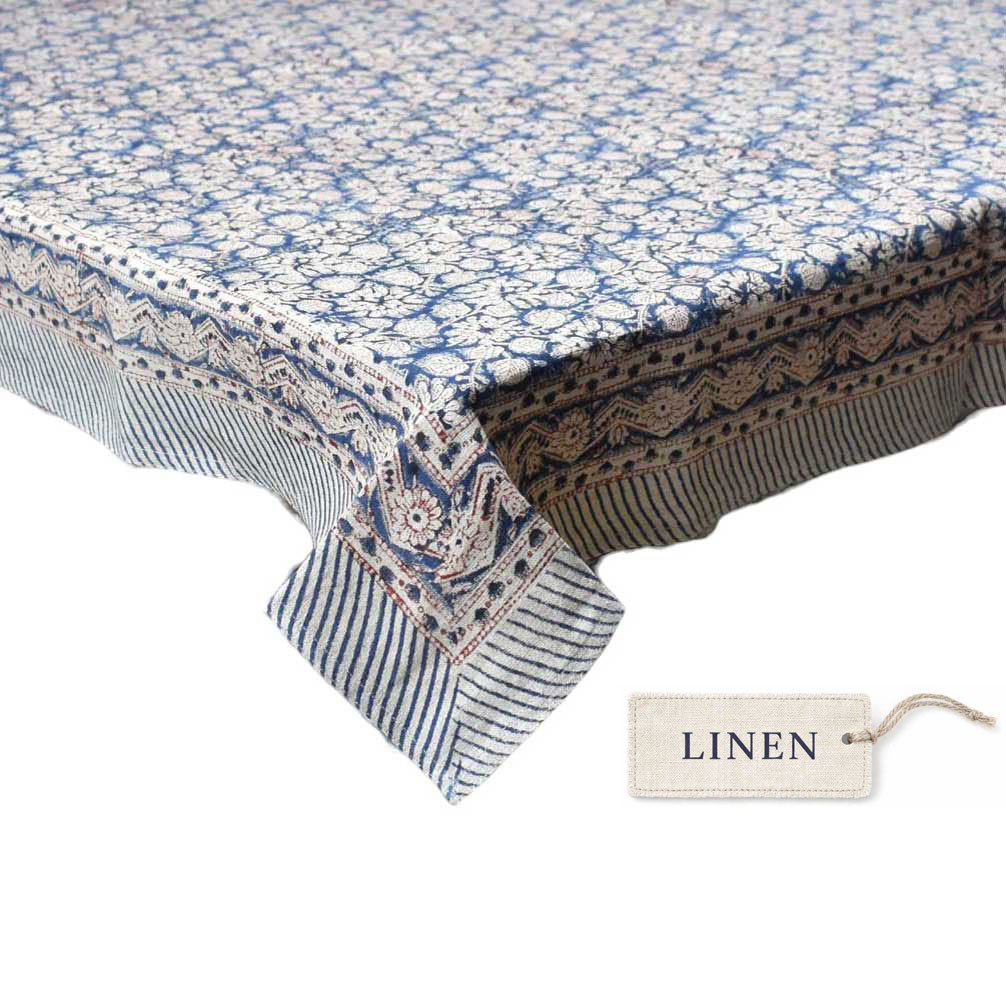 Wood Block Printed Handmade Tablecloth 150x220 cms Lin 260227