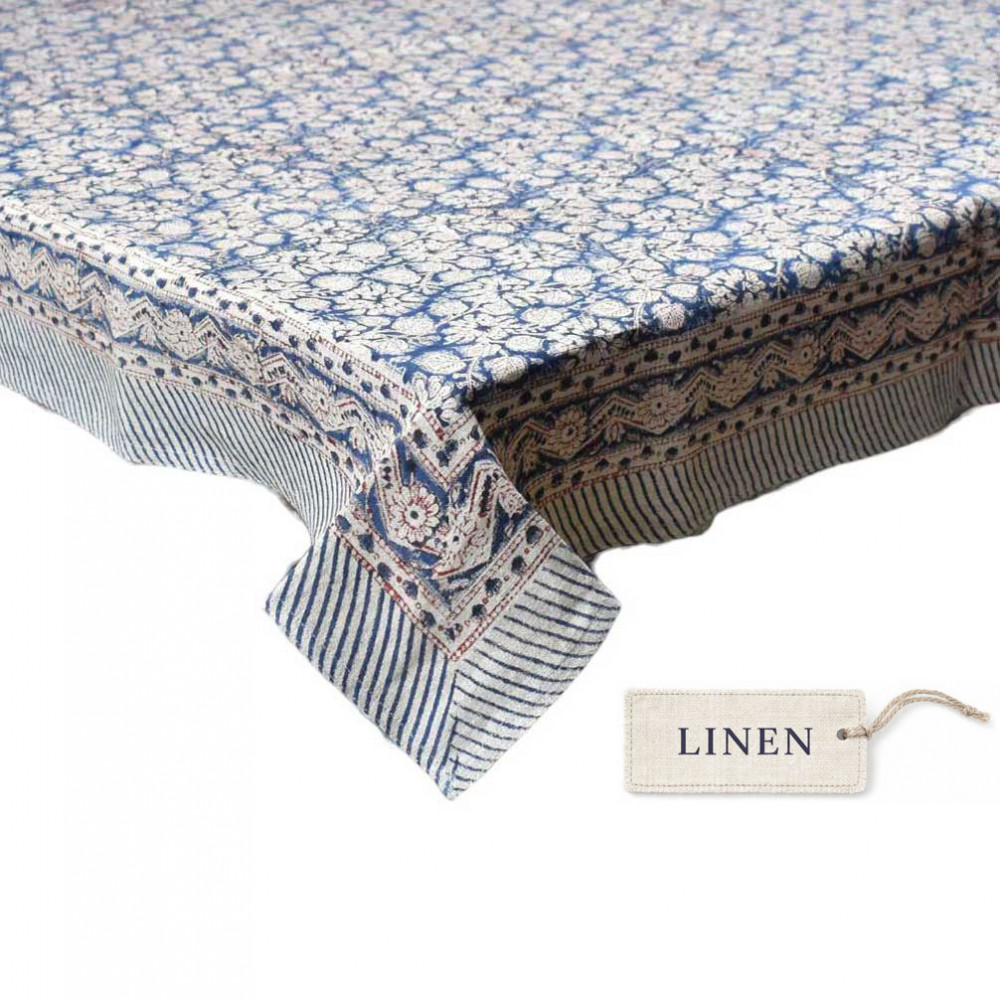 Image of Wood Block Printed Handmade Tablecloth 150x220 cms | Lin 260227