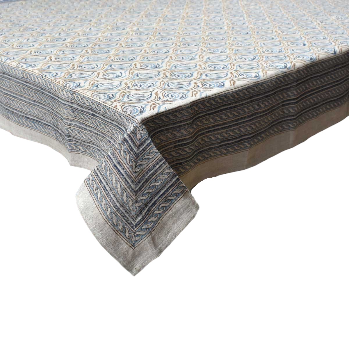 Wood Block Printed Handmade Tablecloth 150x220 cms Lin 260228