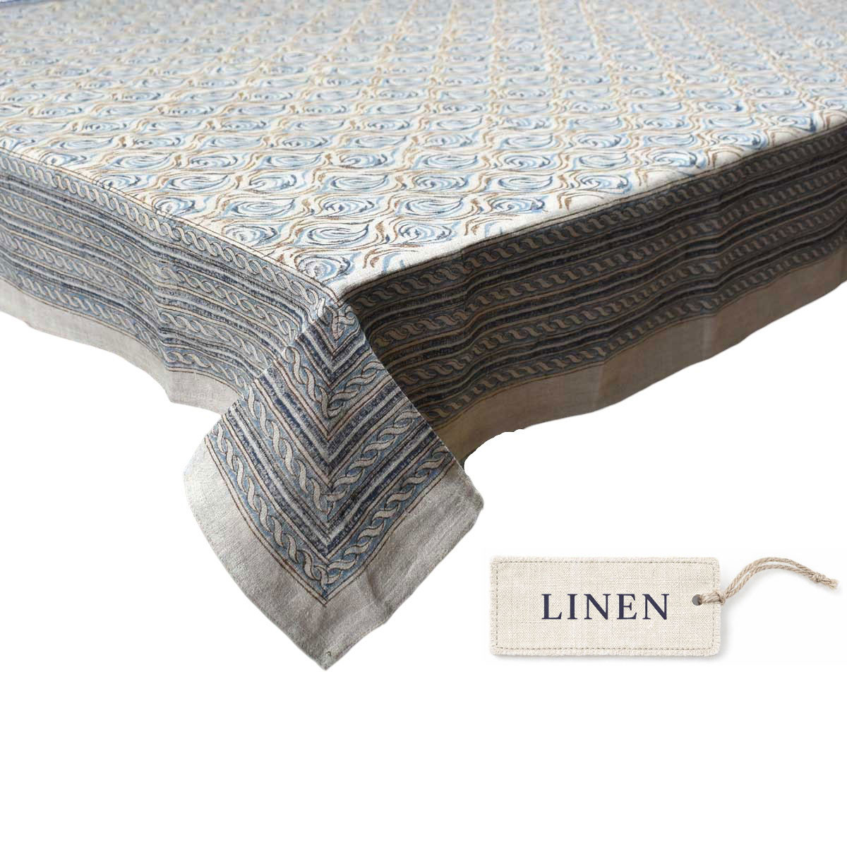 Wood Block Printed Handmade Tablecloth 150x220 cms Lin 260228