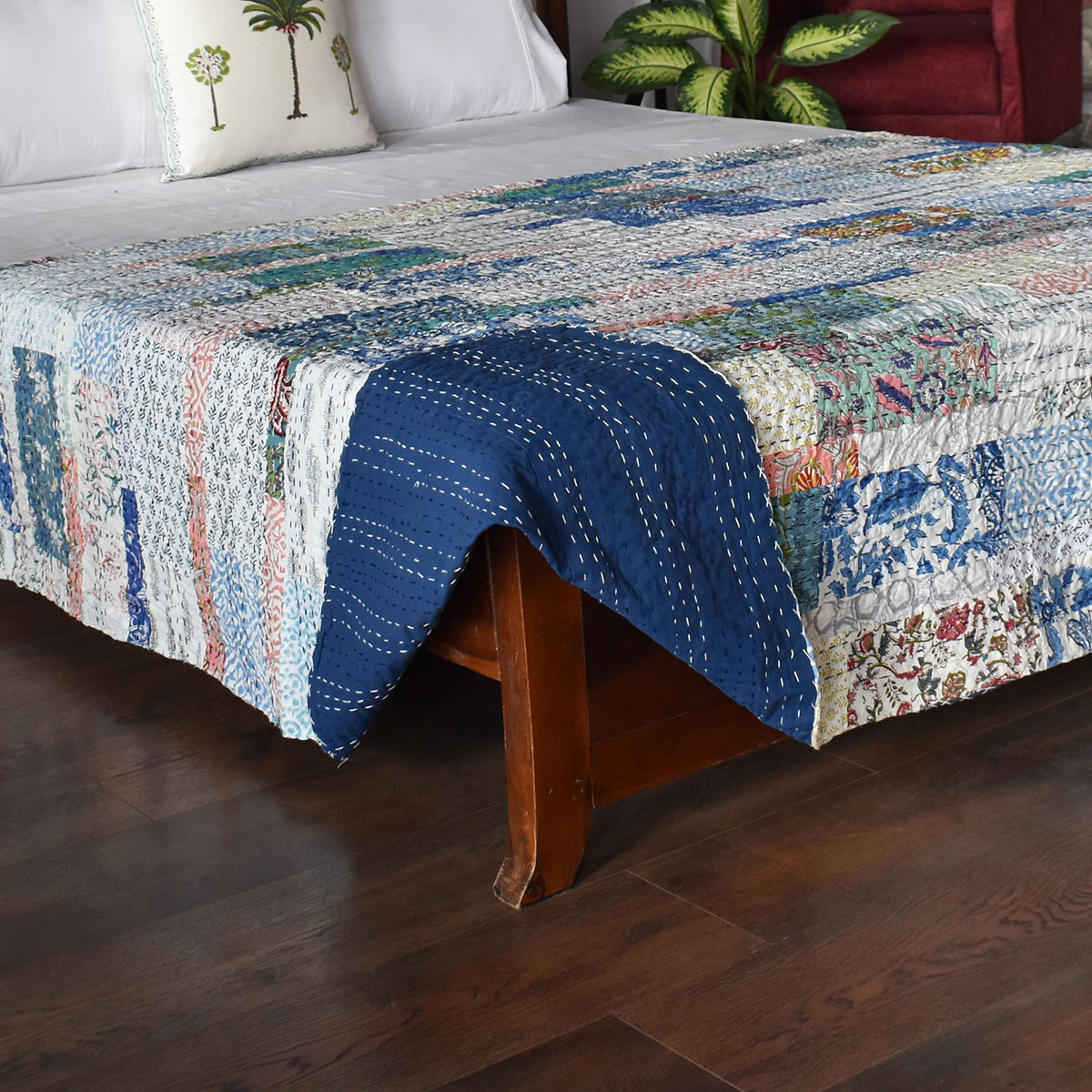 Hand Block Printed Cotton Twin Size Kantha  260324