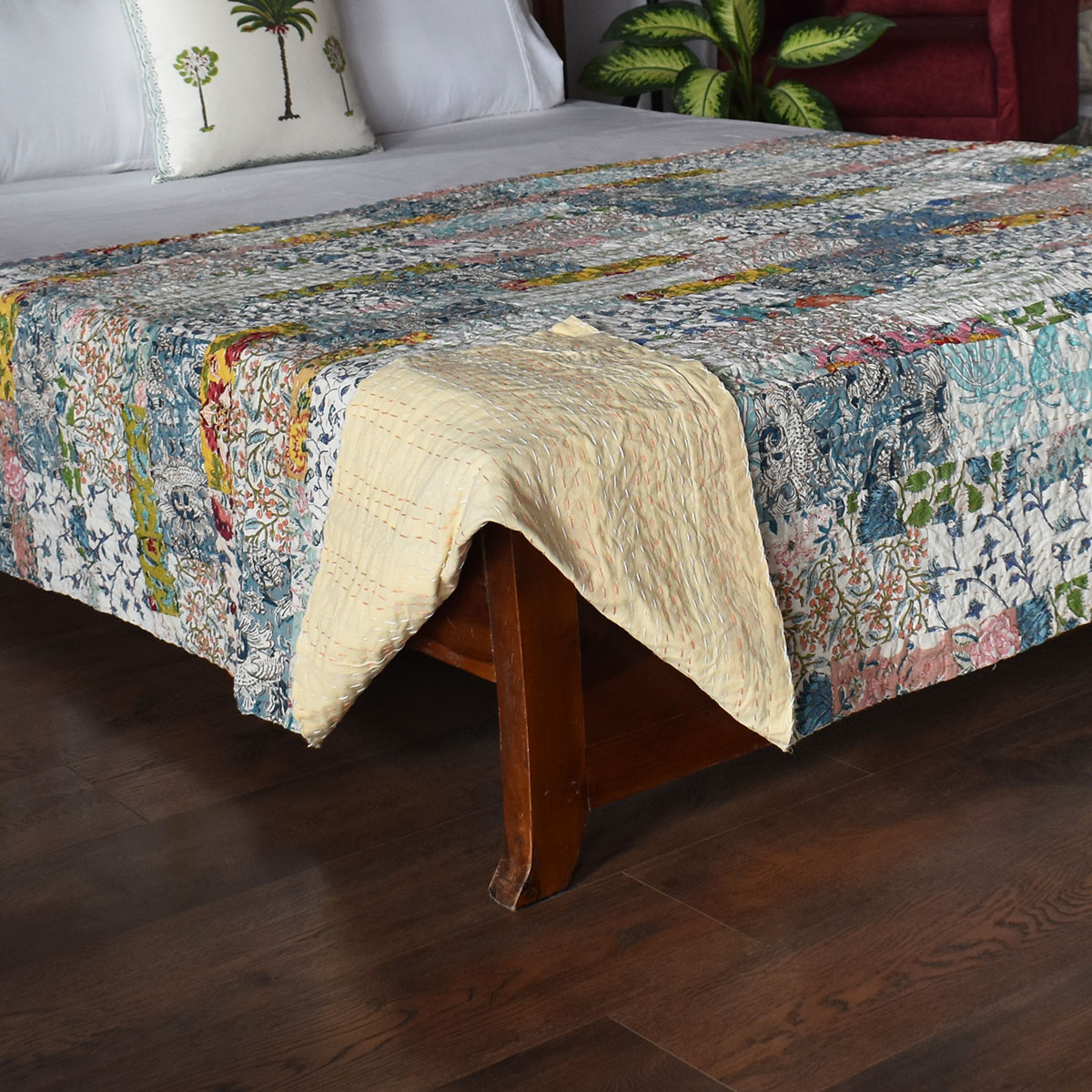 Hand Block Printed Cotton Twin Size Kantha  260326