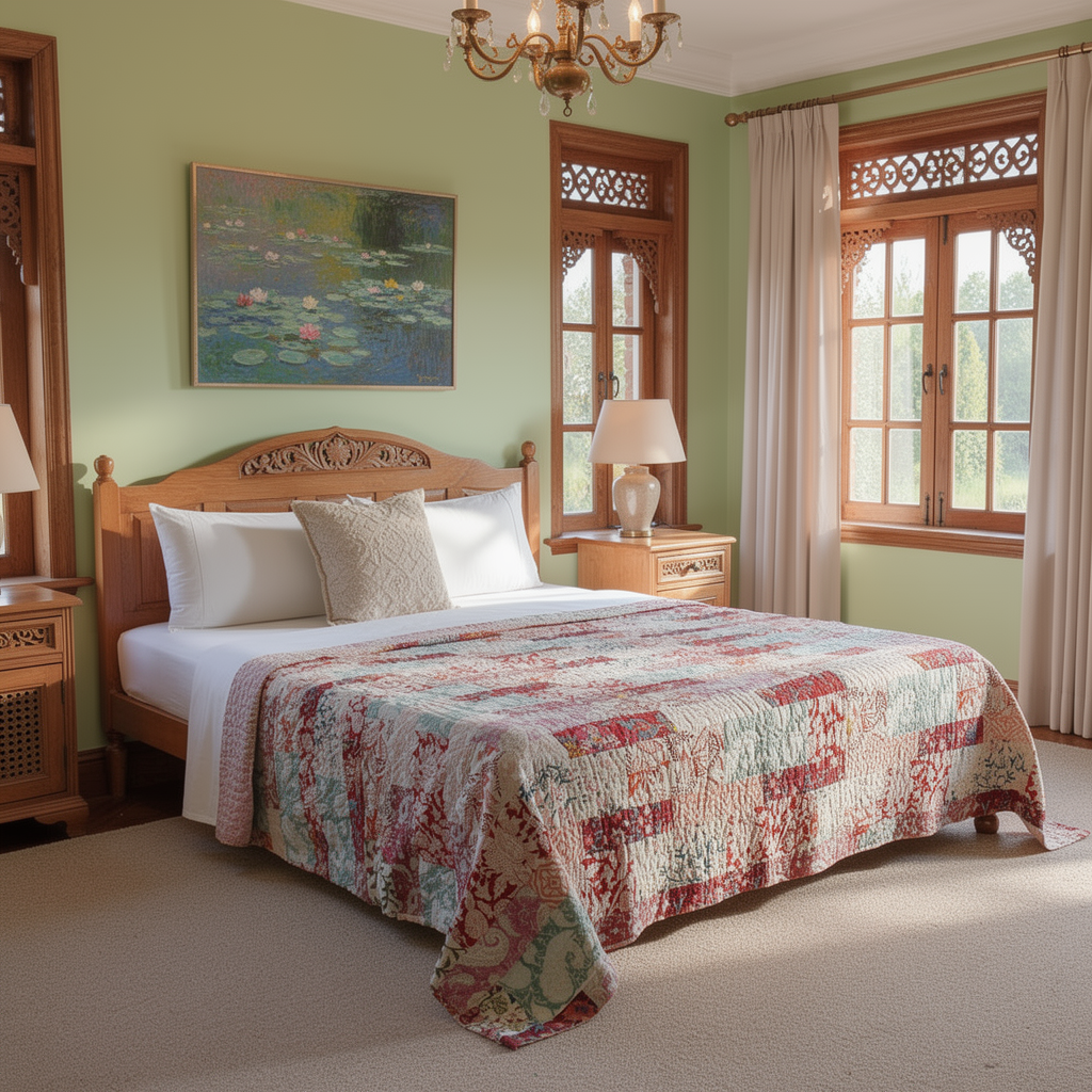 Hand Block Printed Cotton Twin Size Kantha  260328