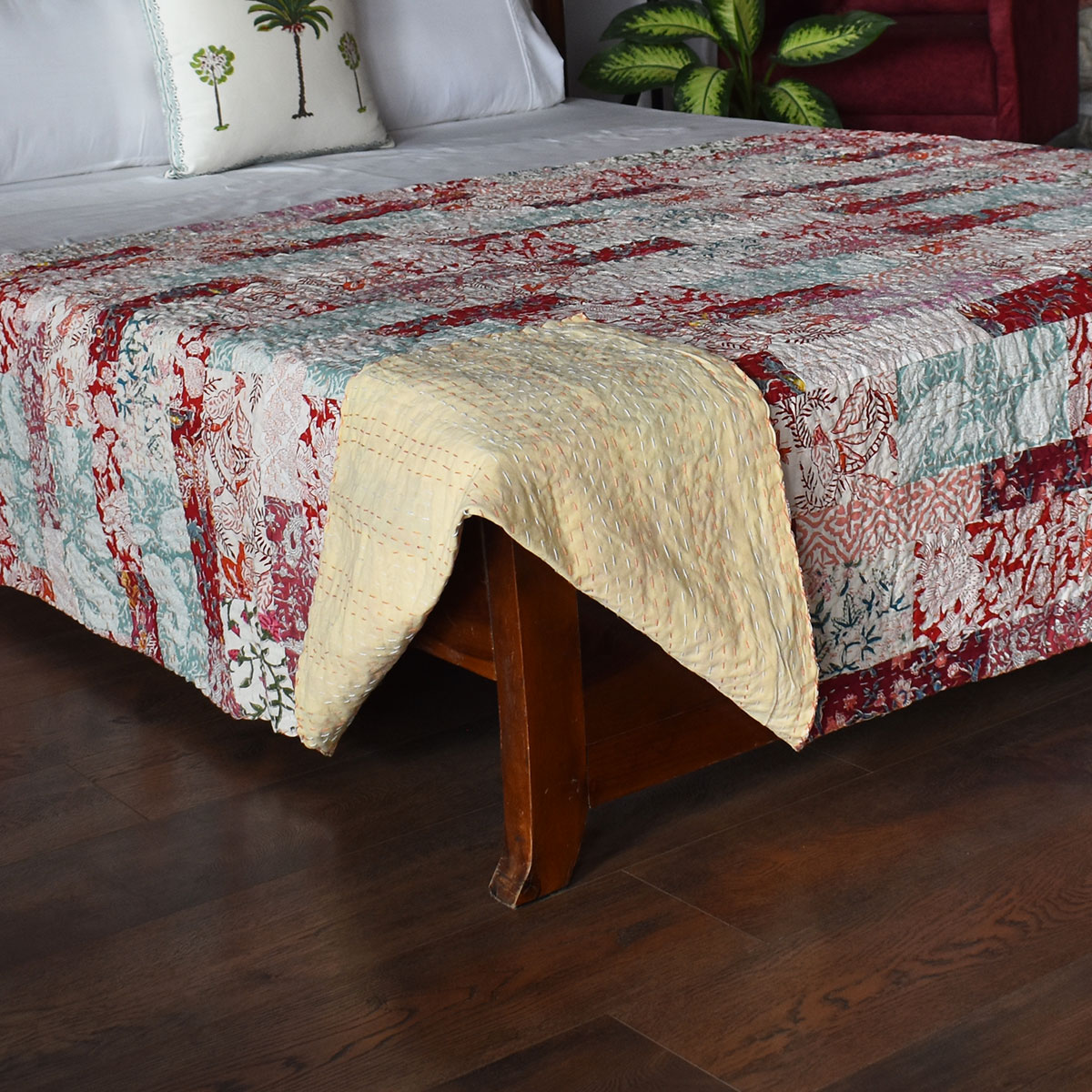 Hand Block Printed Cotton Twin Size Kantha  260328