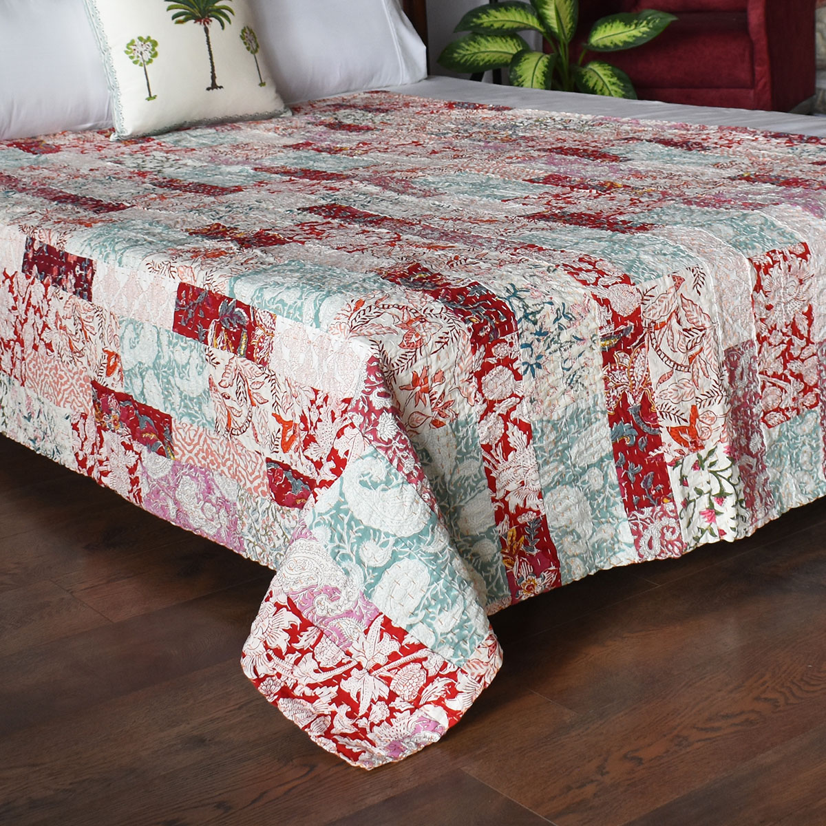 Hand Block Printed Cotton Twin Size Kantha  260328