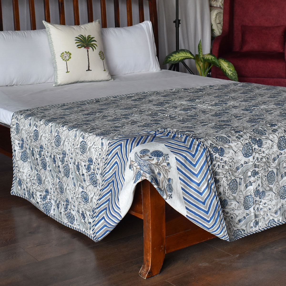 Hand Block Printed Cotton Twin Size Dohar 260512