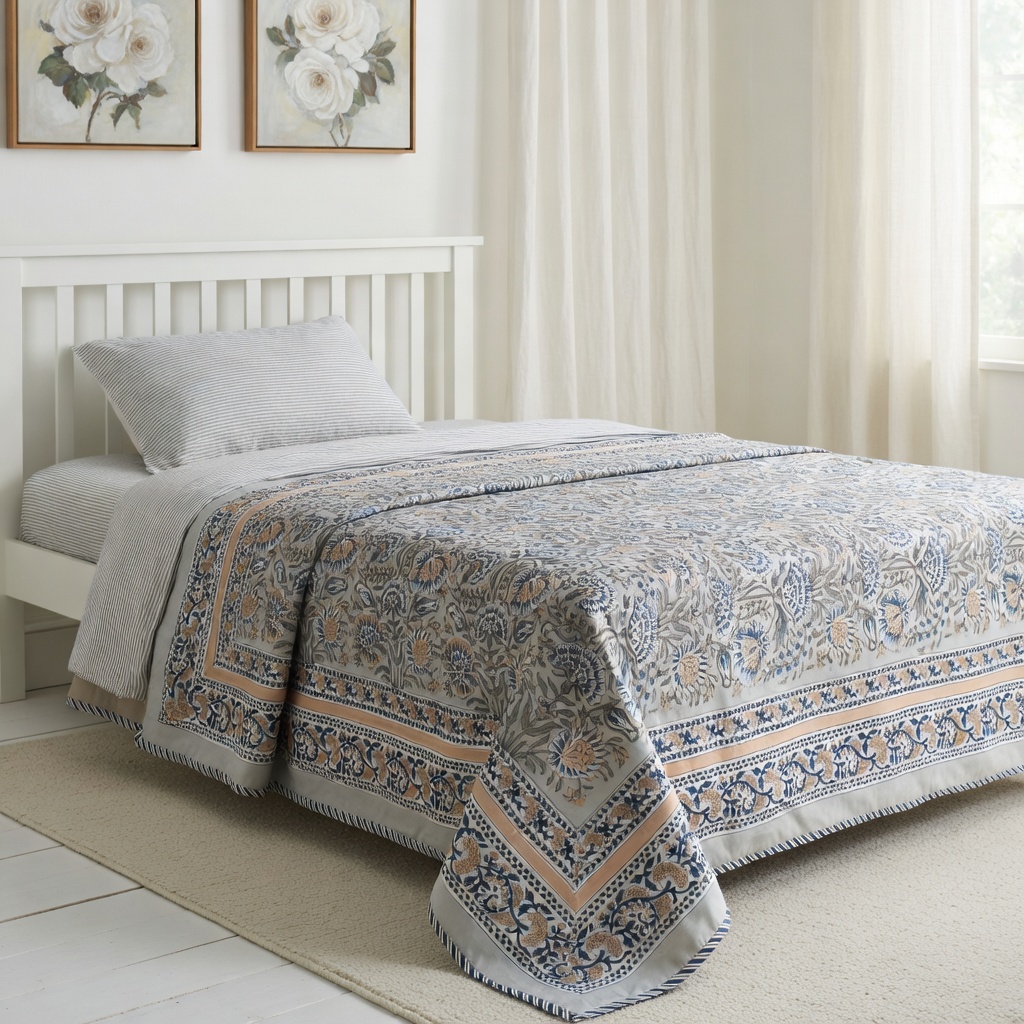 Hand Block Printed Cotton Twin Size Dohar 260513