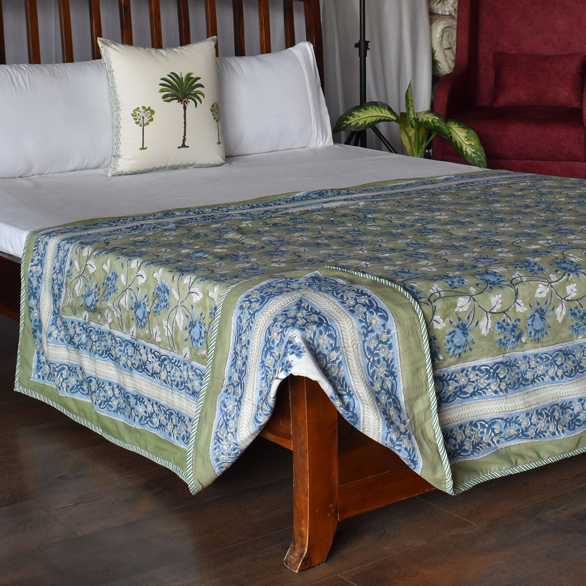 Hand Block Printed Cotton Twin Size Dohar 260514