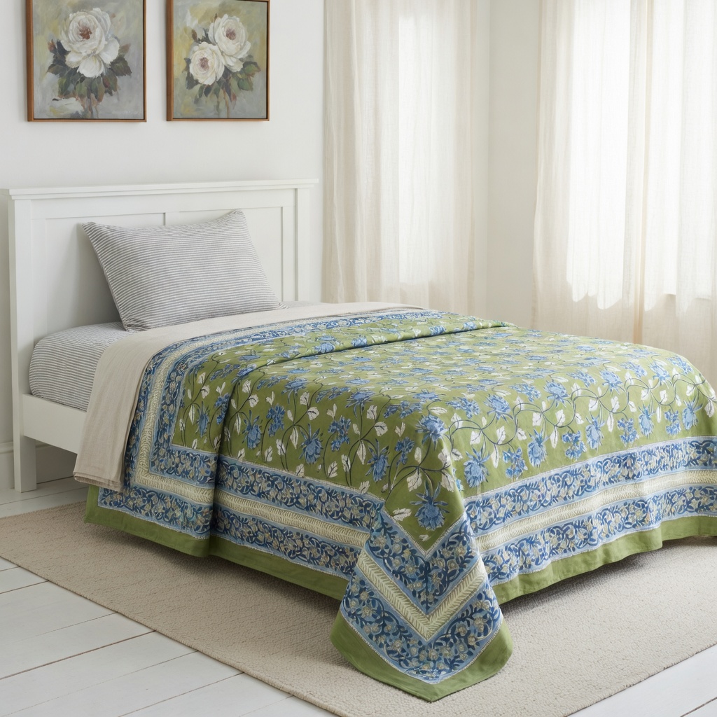 Hand Block Printed Cotton Twin Size Dohar 260514