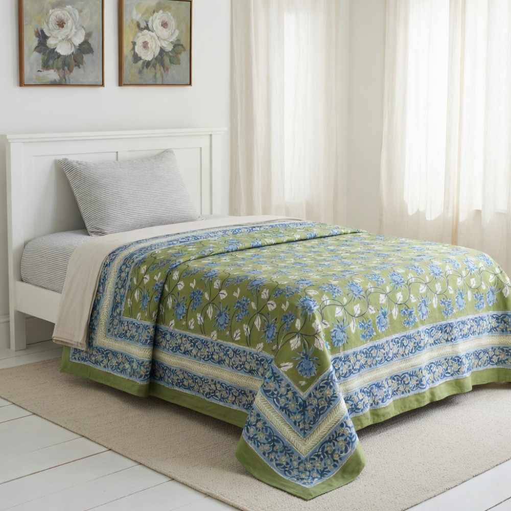 Image of Hand Block Printed Cotton Twin Size Dohar | 260514