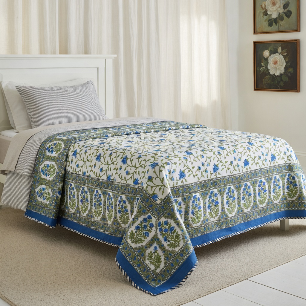 Hand Block Printed Cotton Twin Size Dohar 260521