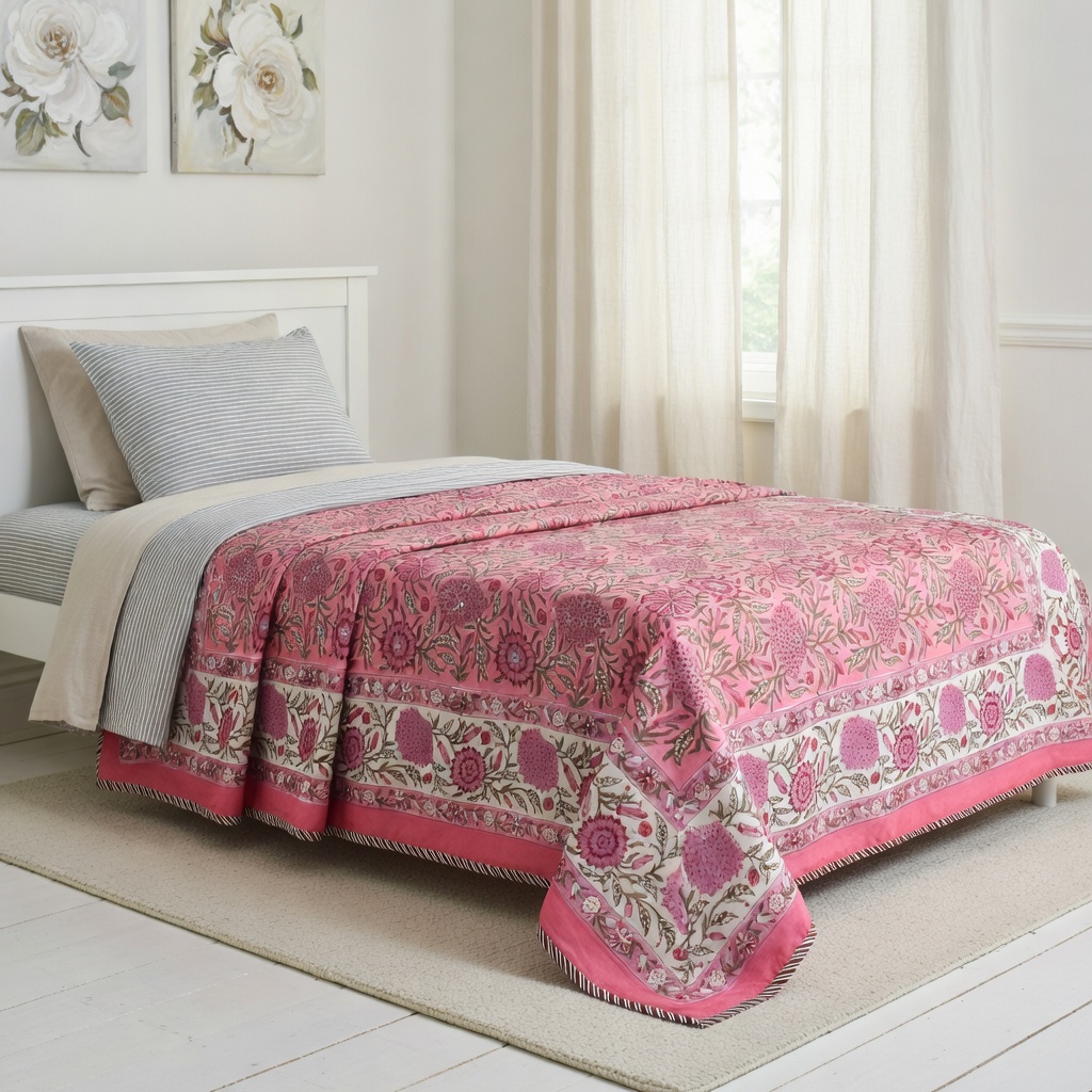 Hand Block Printed Cotton Twin Size Dohar 260525