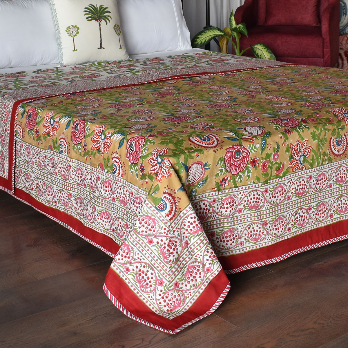 Indian Hand Block Printed Cotton Dohar Queen Size 260605