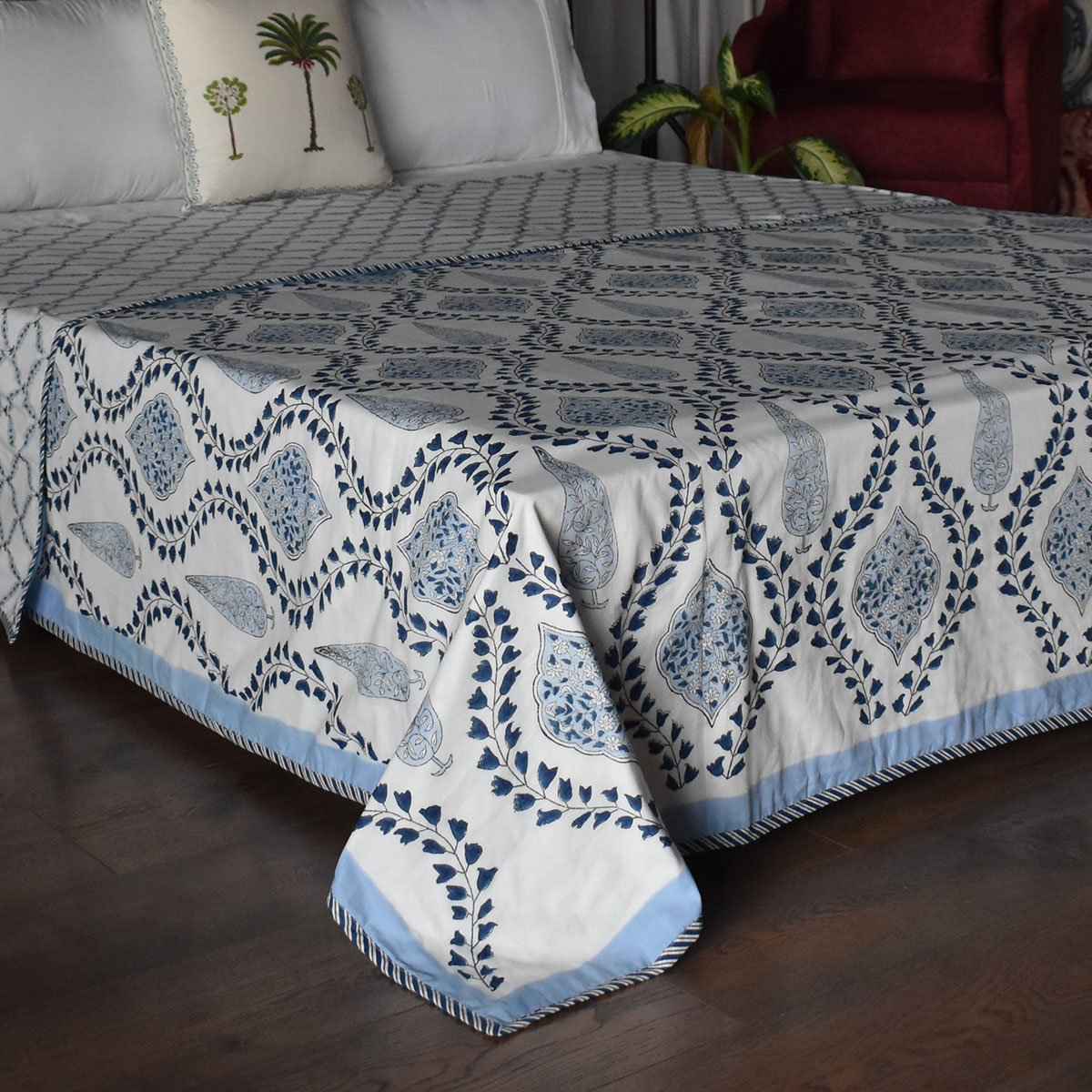 Indian Hand Block Printed Cotton Dohar Queen Size 260607
