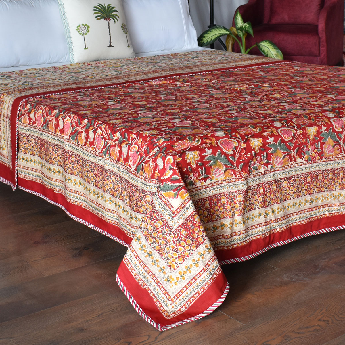 Indian Hand Block Printed Cotton Dohar Queen Size 260608