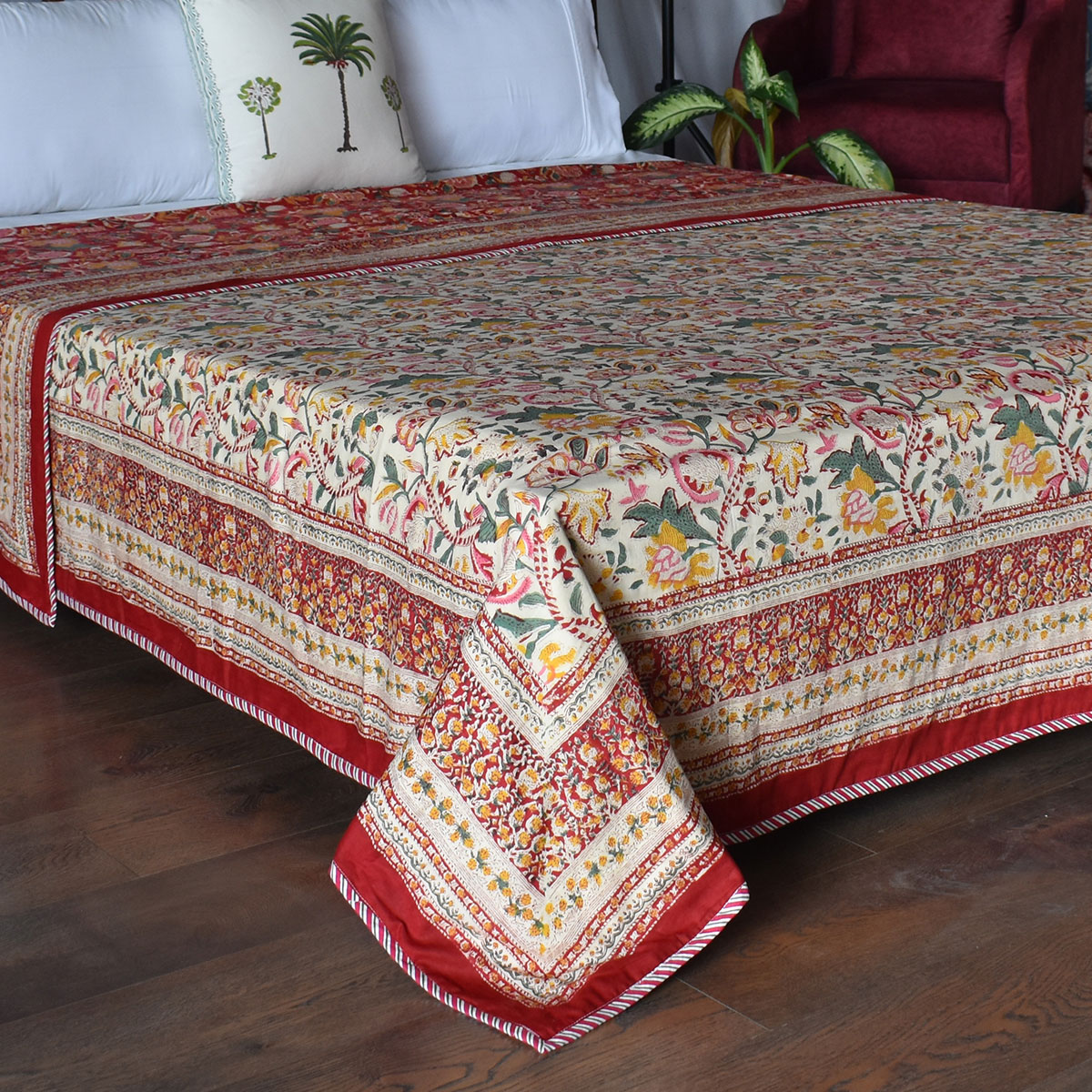 Indian Hand Block Printed Cotton Dohar Queen Size 260608